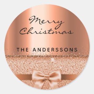 Adesivo Redondo Grelha elegante de cobre de Natal