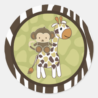 Adesivo Redondo Grelha-macaco-Chá de fraldas-macaco-macaco