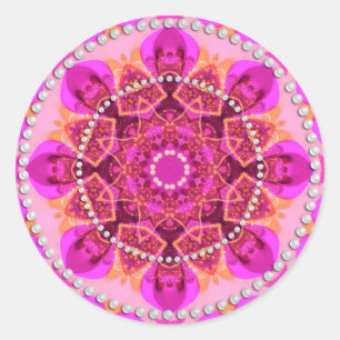 Adesivo Redondo Grelha Rosa Delight Geometry Mandala