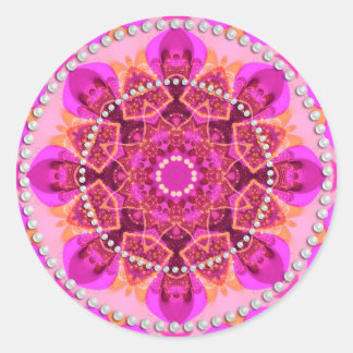 Adesivo Redondo Grelha Rosa Delight Geometry Mandala
