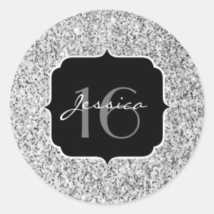 Adesivo Redondo Grelhas de luz das cinzas prateadas Doces 16