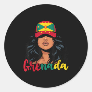 Adesivo Redondo Grenada - Rapariga do Grenada - Bandeira Orgulhosa