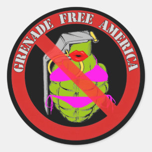 Adesivo Redondo Grenade Free America