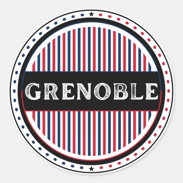 Adesivo Redondo Grenoble City Pride Emblem – French Identity (Frente)