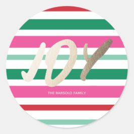 Adesivo Redondo Greve Colorida de Ouro de Natal