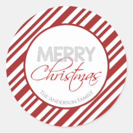 Adesivo Redondo Greve de Natal de Candy Cane | Personalizado