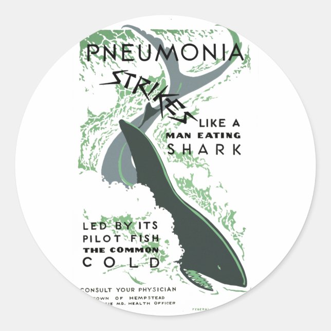 Adesivo Redondo Greve de Pneumonia (Frente)