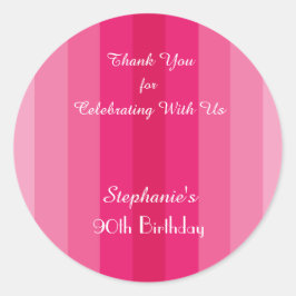 Adesivo Redondo Greve Rosa Obrigado Festa de aniversário Personali