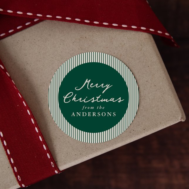 Adesivo Redondo Greve Verde Moderna Feliz Natal (Criador carregado)