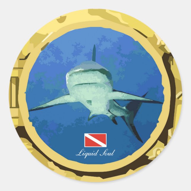 Adesivo Redondo Grey Reef Shark Sticker (Frente)