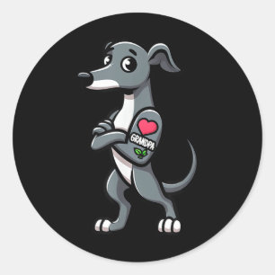 Adesivo Redondo Greyhound Adoro Vovô, Tatuagem Engraçada