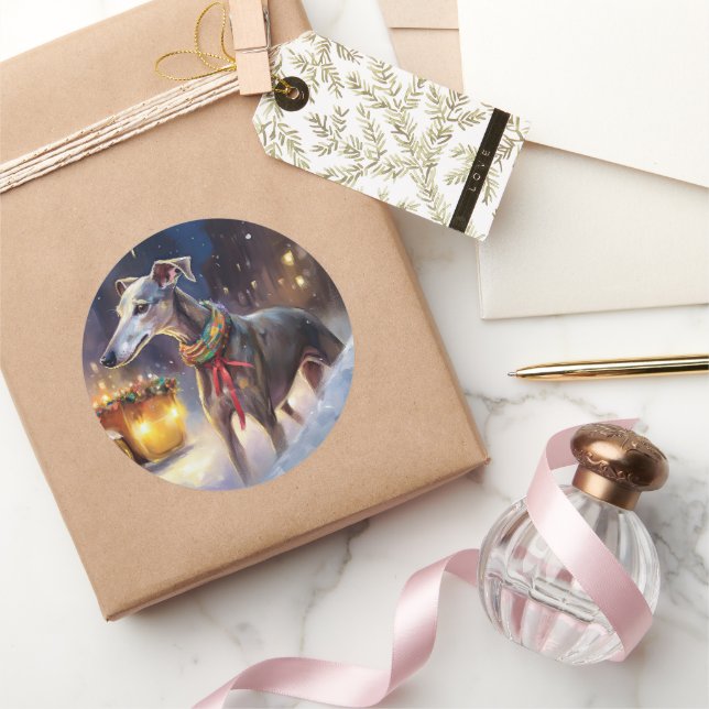 Adesivo Redondo Greyhound Christmas Fesason (Presentear)