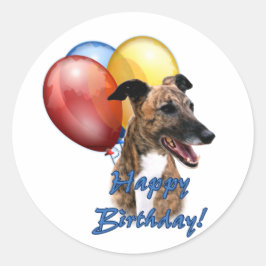 Adesivo Redondo Greyhound Happy Birthday Balloons.