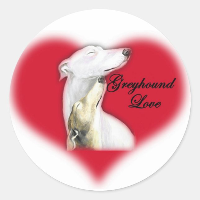 Adesivo Redondo Greyhound Love Dog Art Sticker (Frente)