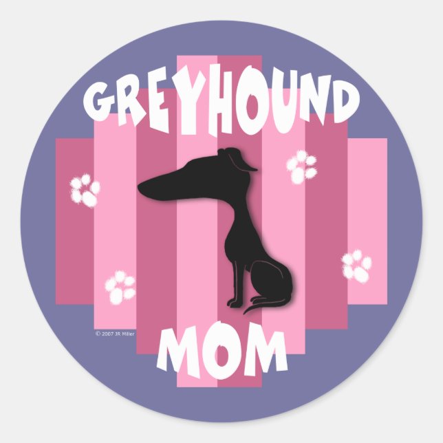 Adesivo Redondo Greyhound Mamãe Stickers (Frente)