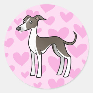 Adesivo Redondo Greyhound / Whippet / Italiano Greyhound Love