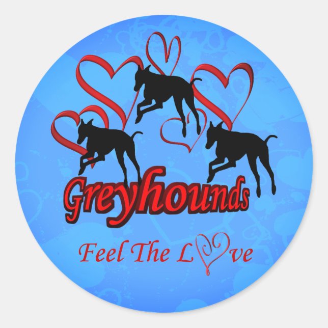 Adesivo Redondo Greyhounds Hearts Love Dog (Frente)