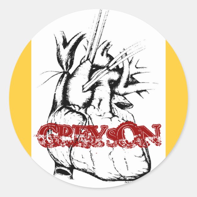 Adesivo Redondo Greyson Heart Sticker (Frente)