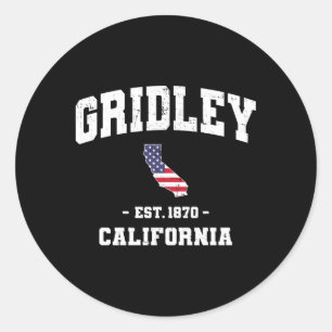Adesivo Redondo Gridley California Ca State Athleurs