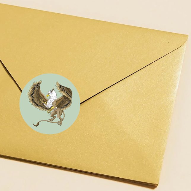 Adesivo Redondo Griffin Fantasy Griffin Mythology (Criador carregado)