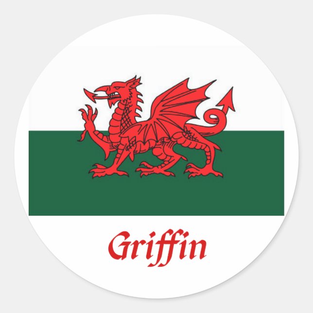 Adesivo Redondo Griffin Welsh Flag (Frente)