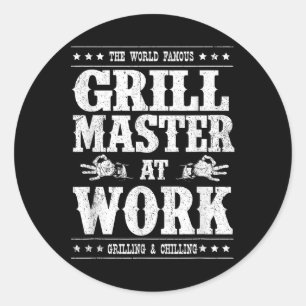 Adesivo Redondo Grill Master Barbecue Churrasco Smoker Grillin Pai