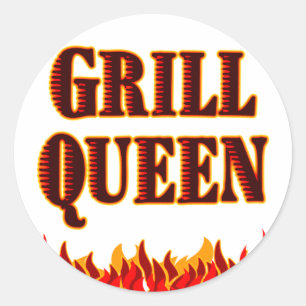 Adesivo Redondo Grill Queen Funny CHURRASCO Dizendo