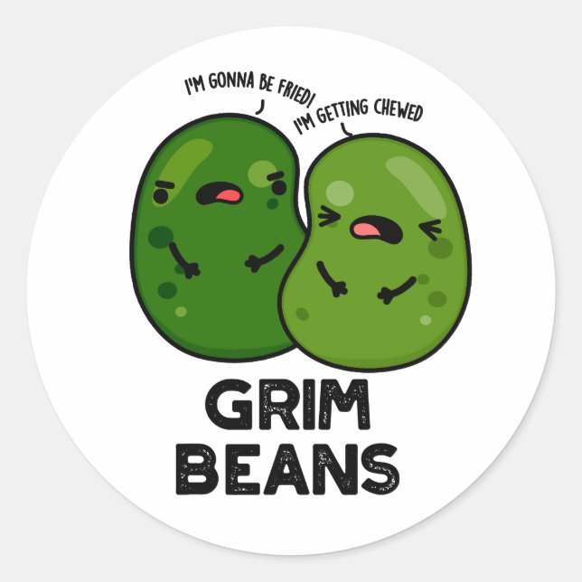 Adesivo Redondo Grim Beans Funny Veggie Puns (Frente)
