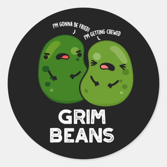 Adesivo Redondo Grim Beans Funny Veggie Puns Escuros BG (Frente)