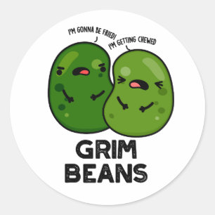 Adesivo Redondo Grim Beans Piadas Divertidas de Legumes 