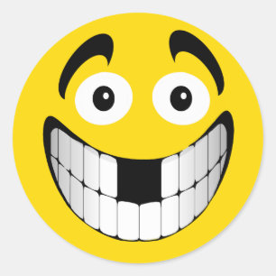 Adesivo Redondo Grin Amarelo Grande com dentes Ausentes