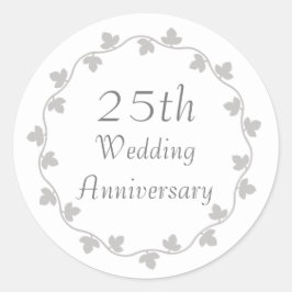 Adesivo Redondo Grinalda de hera do 25º aniversário de bodas de pr