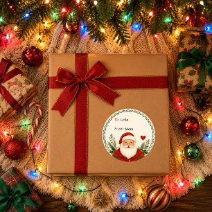 Adesivo Redondo Grinalda de Natal Bege Retro Presente de Natal