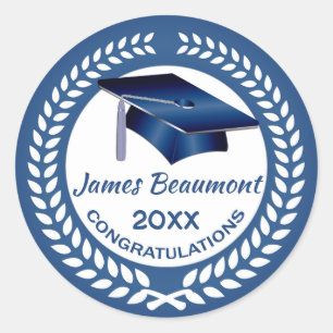 Adesivo Redondo Grinalda do louro, classe azul do almofariz de