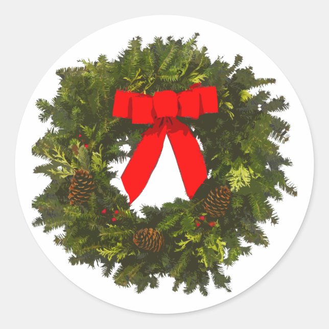 Adesivo Redondo Grinalda do Natal com cones do pinho e arco (Frente)