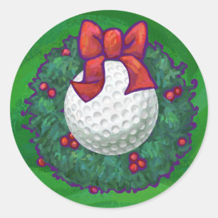 Adesivo Redondo Grinalda do Natal da bola de golfe no verde