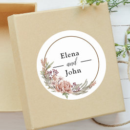 Adesivo Redondo Grinalda Floral Elegante Casamento Personalizado