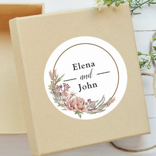 Adesivo Redondo Grinalda Floral Elegante Casamento Personalizado