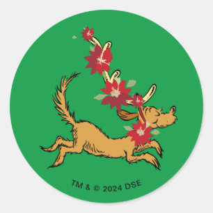 Adesivo Redondo Grinch Poinsettia de Natal do Max