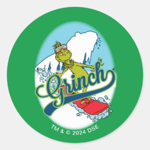 Adesivo Redondo Grinch Snowboarding