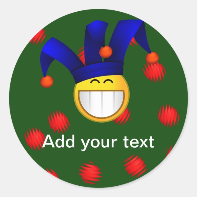 Adesivo Redondo Grinning Emoji Jester (Frente)