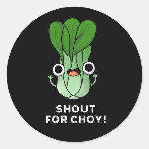 Adesivo Redondo Grita por Choy Funny Veggie Bok Choy Dark BG