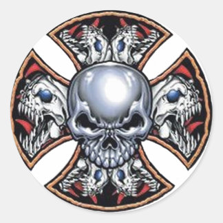 Adesivo Redondo Gritando Crânio de Ferro