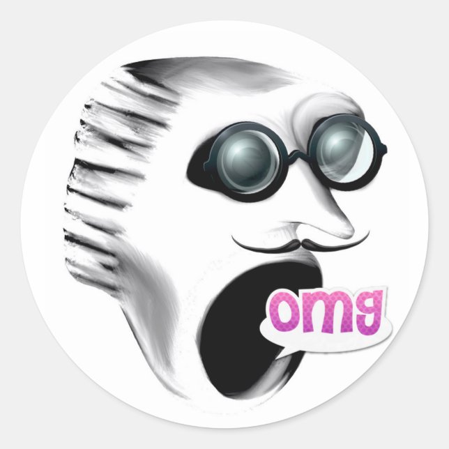Adesivo Redondo Gritar OMG Stickers (Frente)