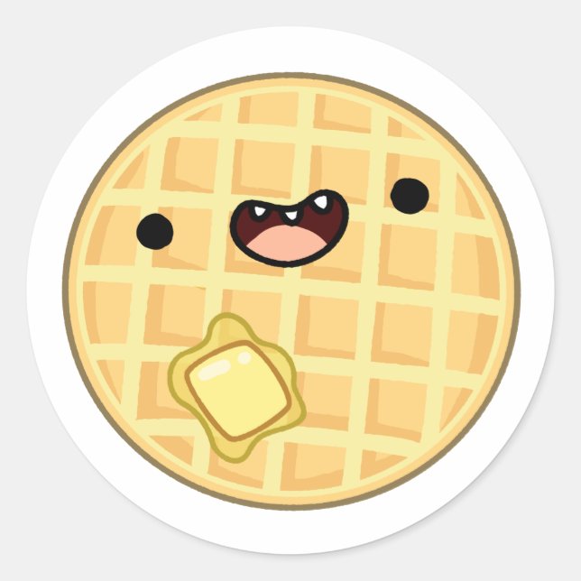 Adesivo Redondo Grito Kawaii Butter Waffle (Frente)