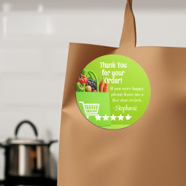 Adesivo Redondo Grocery Delivery Service Thank You Review Stars
