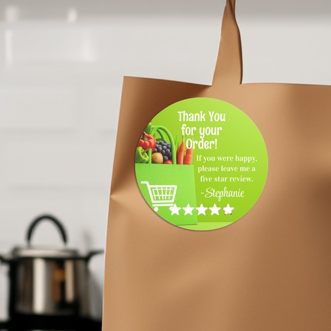 Adesivo Redondo Grocery Delivery Service Thank You Review Stars (shipt instacart thank you customer reviews sticker)