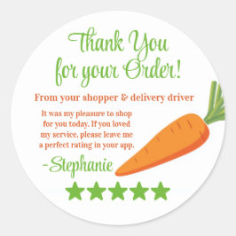 Adesivo Redondo Grocery Delivery Service Thank You Review Stars
