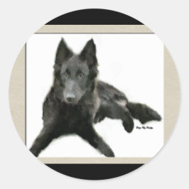 Adesivo Redondo Groenendael Belga Sheepdog Gifts