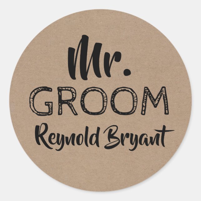 Adesivo Redondo Groom Bold Typografia (Frente)